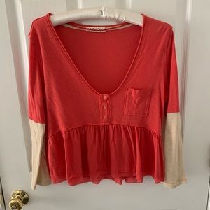 Free people orange babydoll top